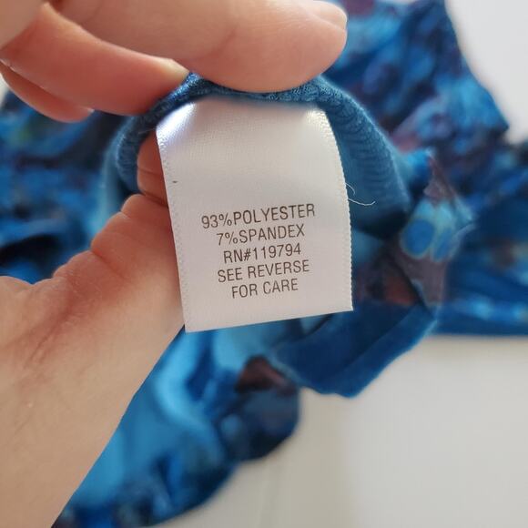 Y2K Fairy Grunge Shirt Womens 2XL Blue Paisley Velvet V Neck Tunic Stretch - Picture 9 of 10